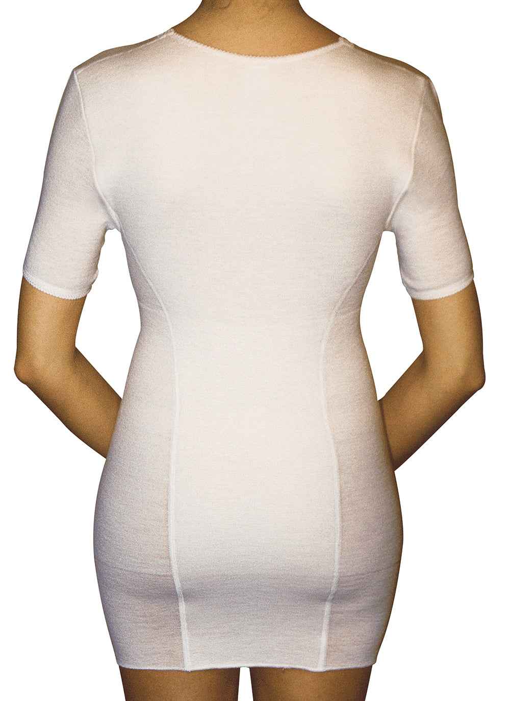 Bernina Maglia donna mezza manica in lana con cintura schiena