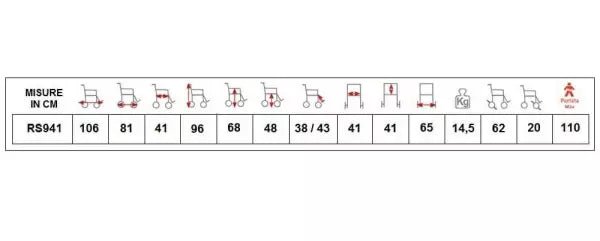 Sedia doccia wc autospinta RS941 Moretti
