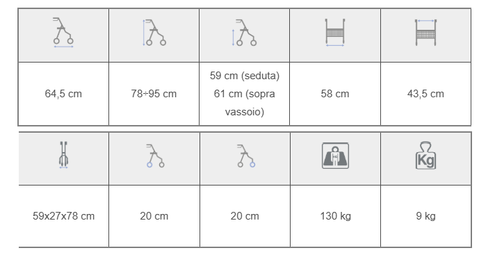 DYONE 2.0 ROLLATOR MORETTI IN ACCIAIO