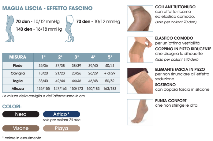 Collant Modasana maglia liscia 140 denari 16/18mmhg Gloria